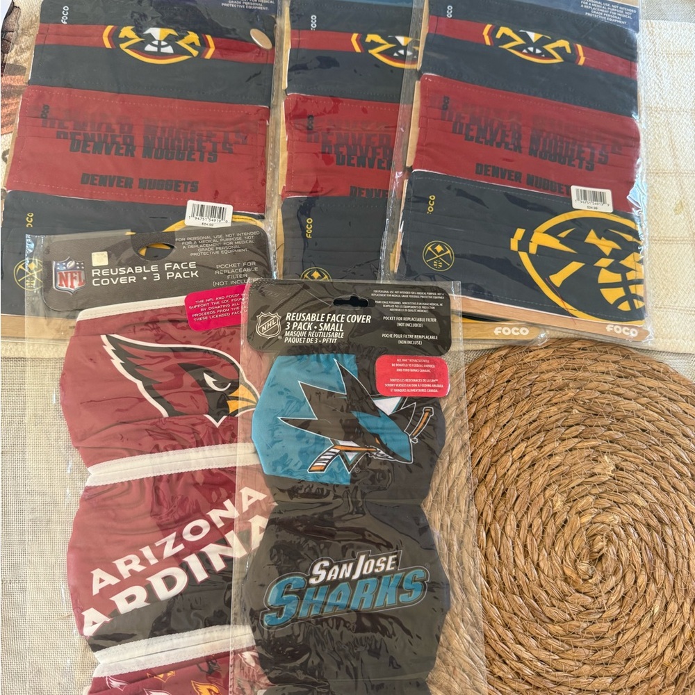 NFL Team Face Mask 3-Pack - Red, Black, Blue